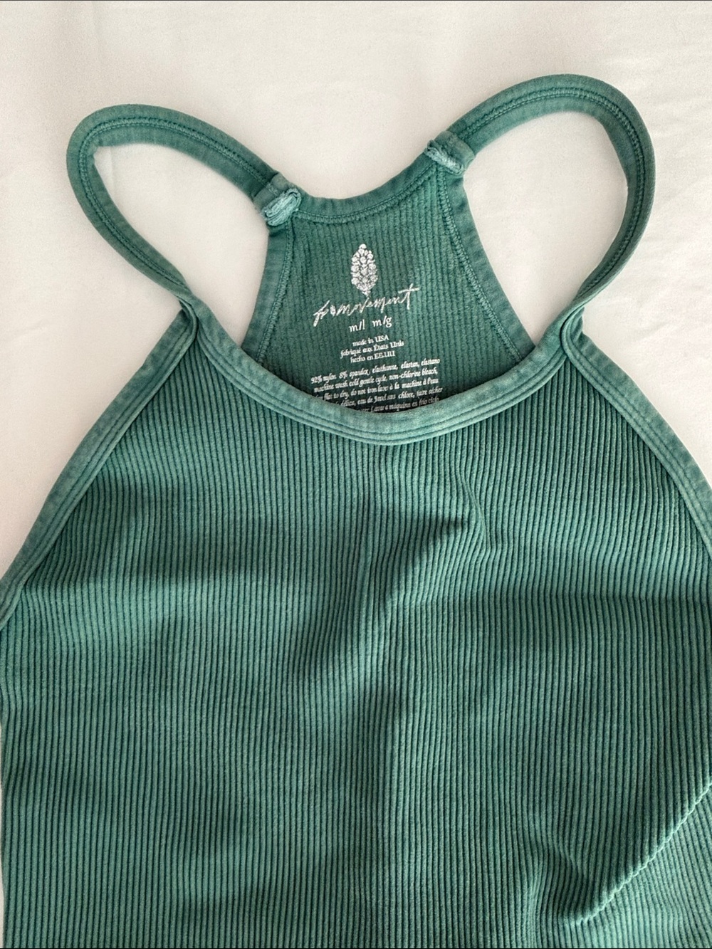 Free People Green Ribbed Racerback Crop Top - Picture 2 of 3